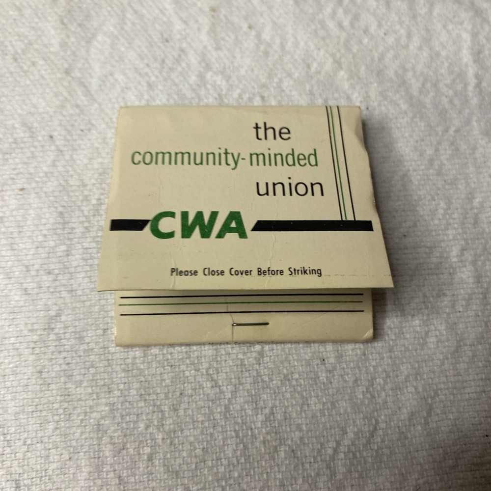 Vintage‎ Matchbook Communications Workers Of America Joseph Beirne CWA Smallwood